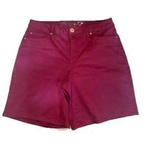 Seven 7 Shorts Womans Size 8 Denim Fushia/Magenta Modest Bermuda 5 pockets